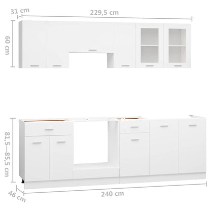 8 Piece Kitchen Cabinet Set Lyon White Engineered Wood