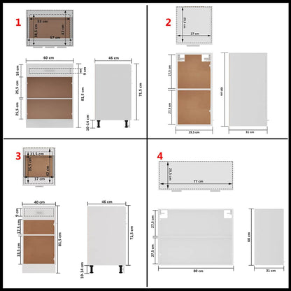 8 Piece Kitchen Cabinet Set Lyon White Engineered Wood