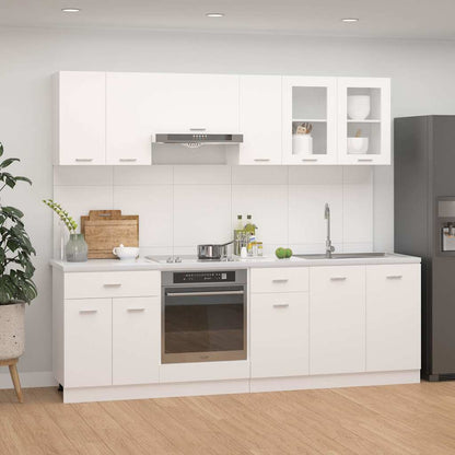 8 Piece Kitchen Cabinet Set "Lyon" White Engineered Wood