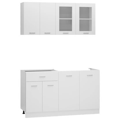 4 Piece Kitchen Cabinet Set Lyon White Engineered Wood