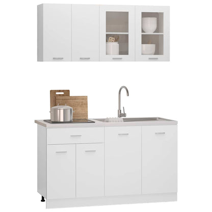 4 Piece Kitchen Cabinet Set "Lyon" White Engineered Wood
