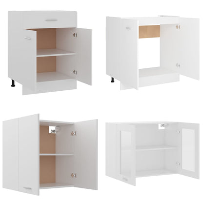 4 Piece Kitchen Cabinet Set "Lyon" White Engineered Wood
