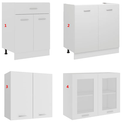 4 Piece Kitchen Cabinet Set Lyon White Engineered Wood