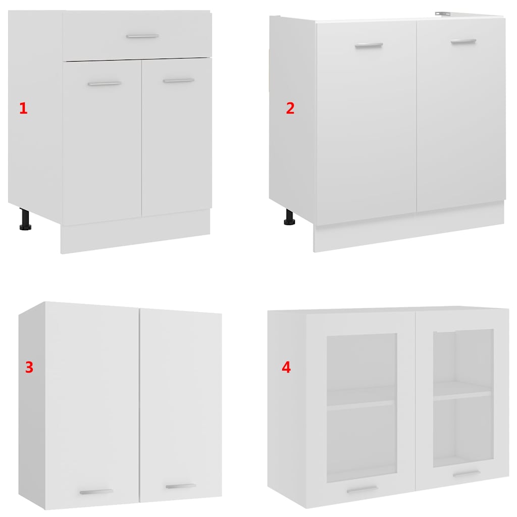 4 Piece Kitchen Cabinet Set "Lyon" White Engineered Wood