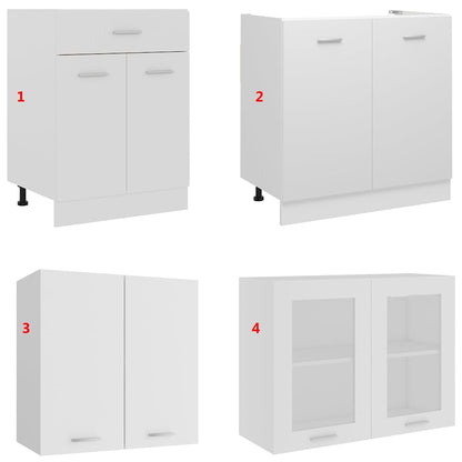 4 Piece Kitchen Cabinet Set "Lyon" White Engineered Wood