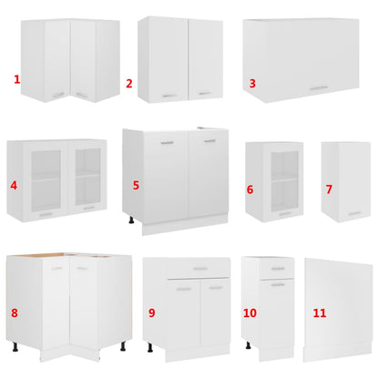 11 Piece Kitchen Cabinet Set Lyon White Engineered Wood
