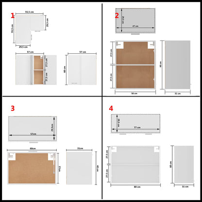 11 Piece Kitchen Cabinet Set Lyon White Engineered Wood