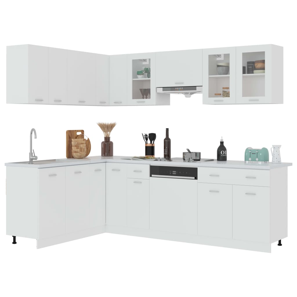 3067664 vidaXL 11 Piece Kitchen Cabinet Set Lyon" White Engineered Wood (801268+801260+802537+802505+802513+802529+801236+802489+801204+802562+801196)