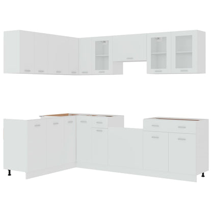 3067664 vidaXL 11 Piece Kitchen Cabinet Set Lyon" White Engineered Wood (801268+801260+802537+802505+802513+802529+801236+802489+801204+802562+801196)