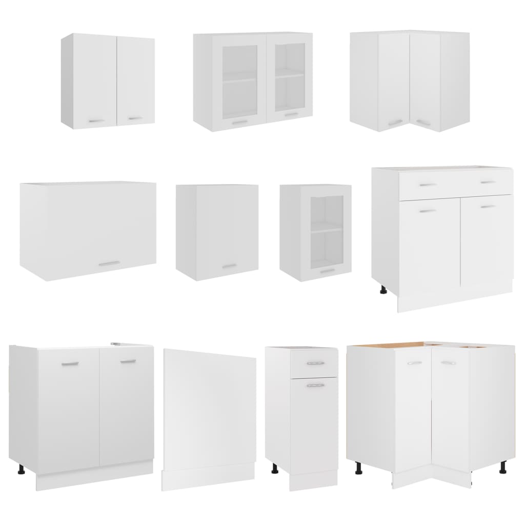 3067664 vidaXL 11 Piece Kitchen Cabinet Set Lyon" White Engineered Wood (801268+801260+802537+802505+802513+802529+801236+802489+801204+802562+801196)