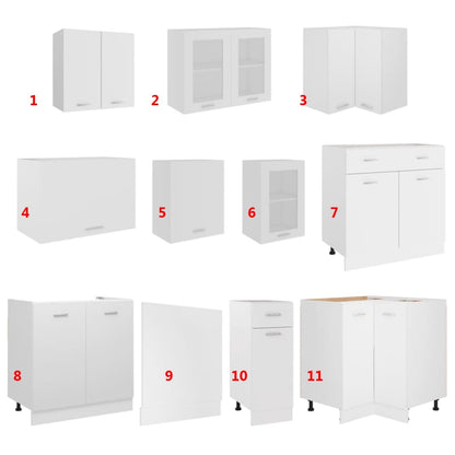 3067664 vidaXL 11 Piece Kitchen Cabinet Set Lyon" White Engineered Wood (801268+801260+802537+802505+802513+802529+801236+802489+801204+802562+801196)