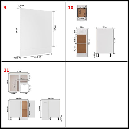 3067664 vidaXL 11 Piece Kitchen Cabinet Set Lyon" White Engineered Wood (801268+801260+802537+802505+802513+802529+801236+802489+801204+802562+801196)