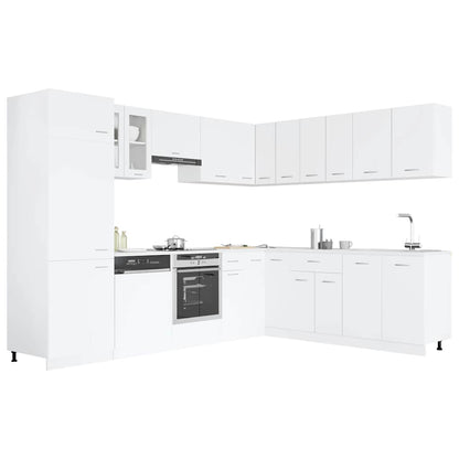 14 Piece Kitchen Cabinet Set Lyon White Engineered Wood