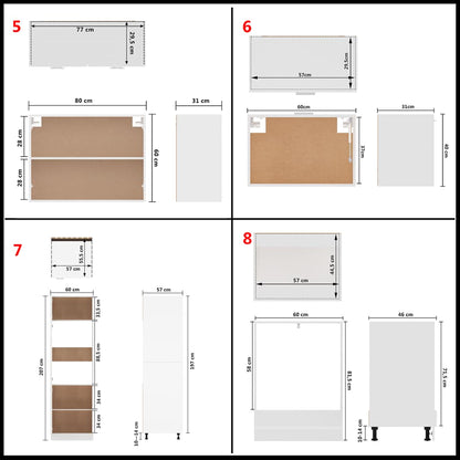 14 Piece Kitchen Cabinet Set Lyon White Engineered Wood