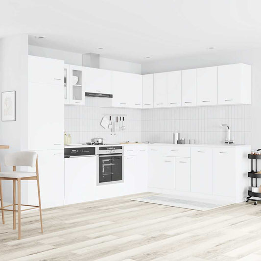 14 Piece Kitchen Cabinet Set Lyon White Engineered Wood