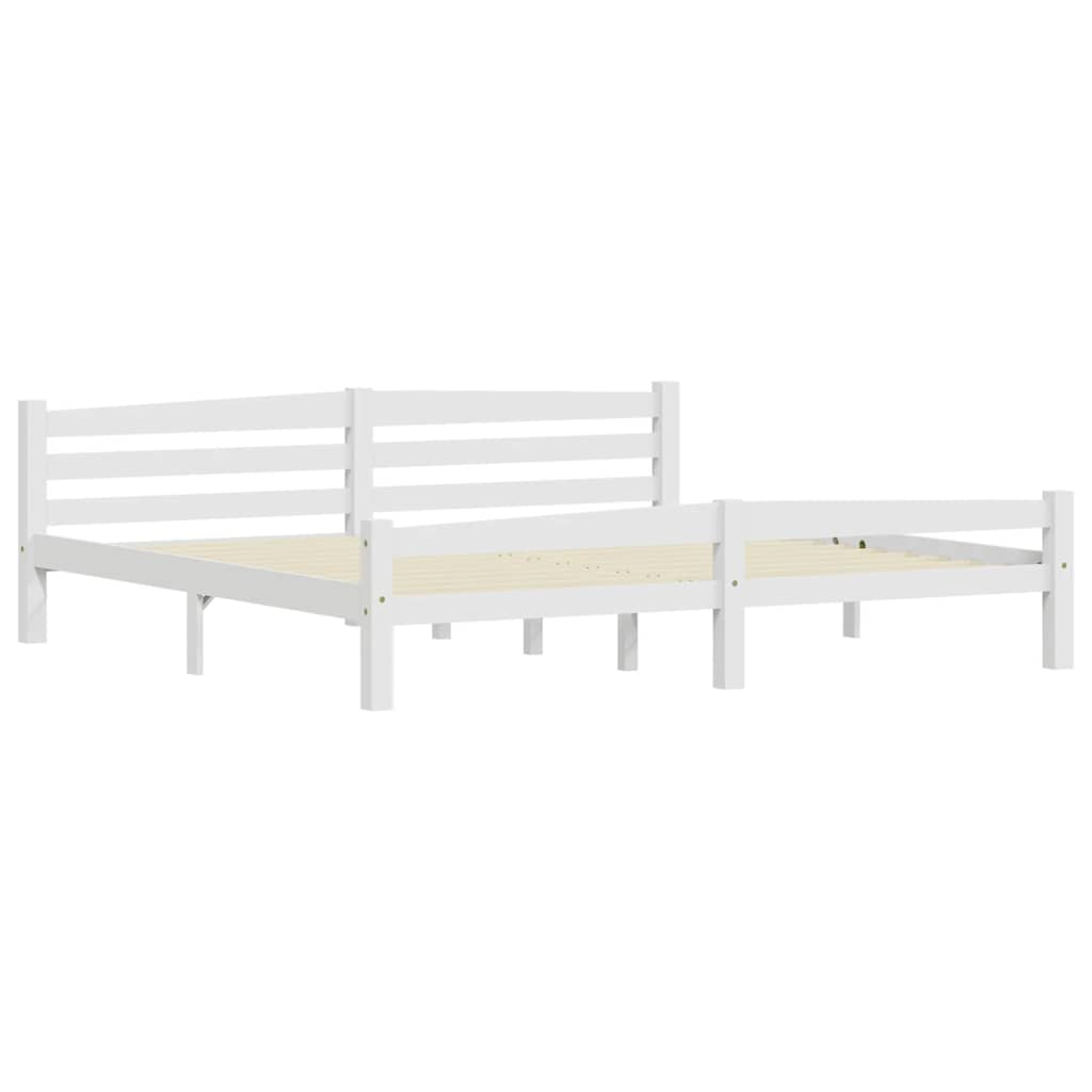 Bed Frame without Mattress White Solid Pinewood 200x200 cm