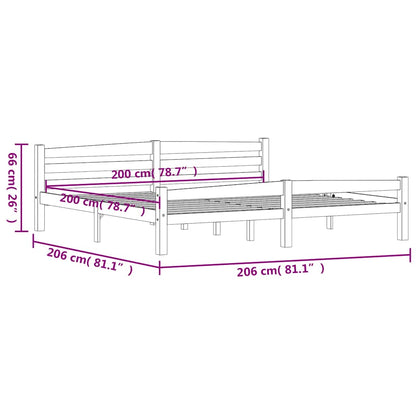 Bed Frame without Mattress White Solid Pinewood 200x200 cm