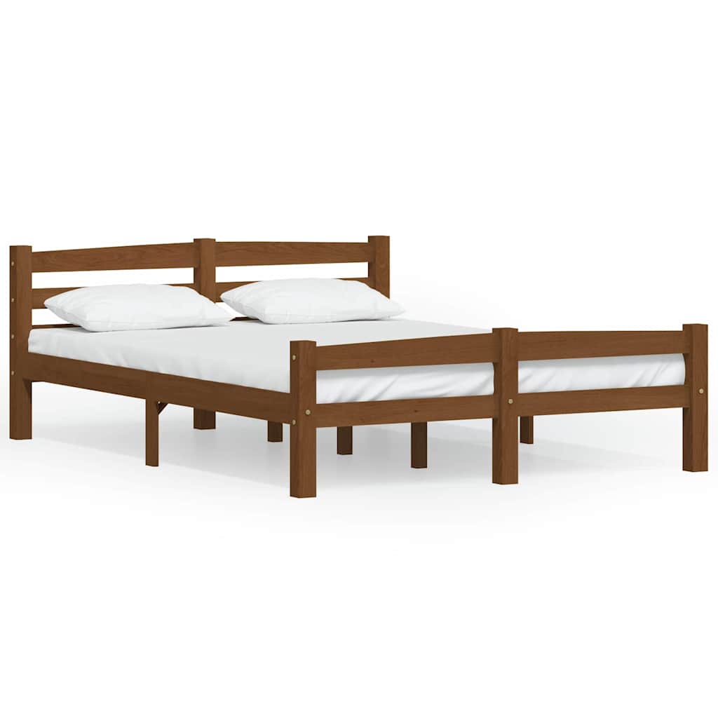Bed Frame without Mattress Honey Brown Solid Pinewood 120x200cm