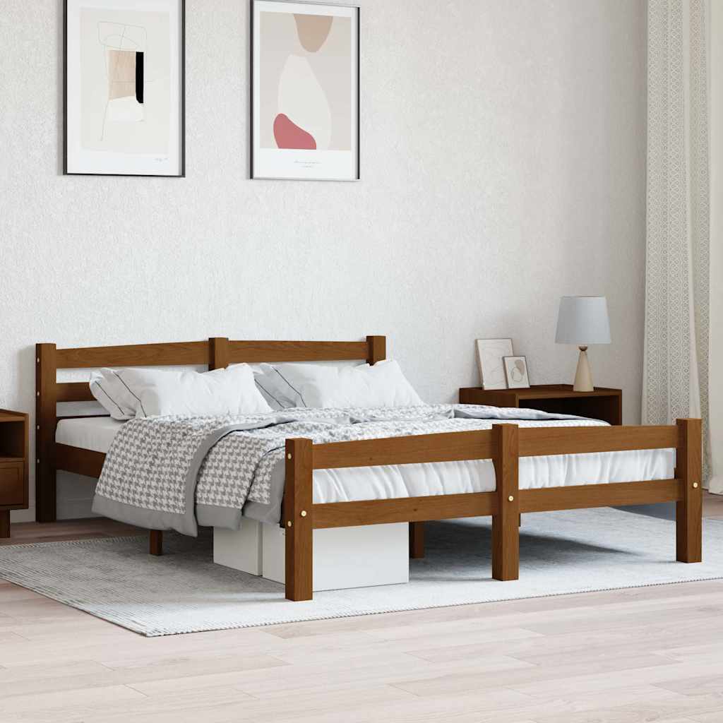Bed Frame without Mattress Honey Brown Solid Pinewood 120x200cm
