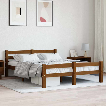 Bed Frame without Mattress Honey Brown Solid Pinewood 120x200cm
