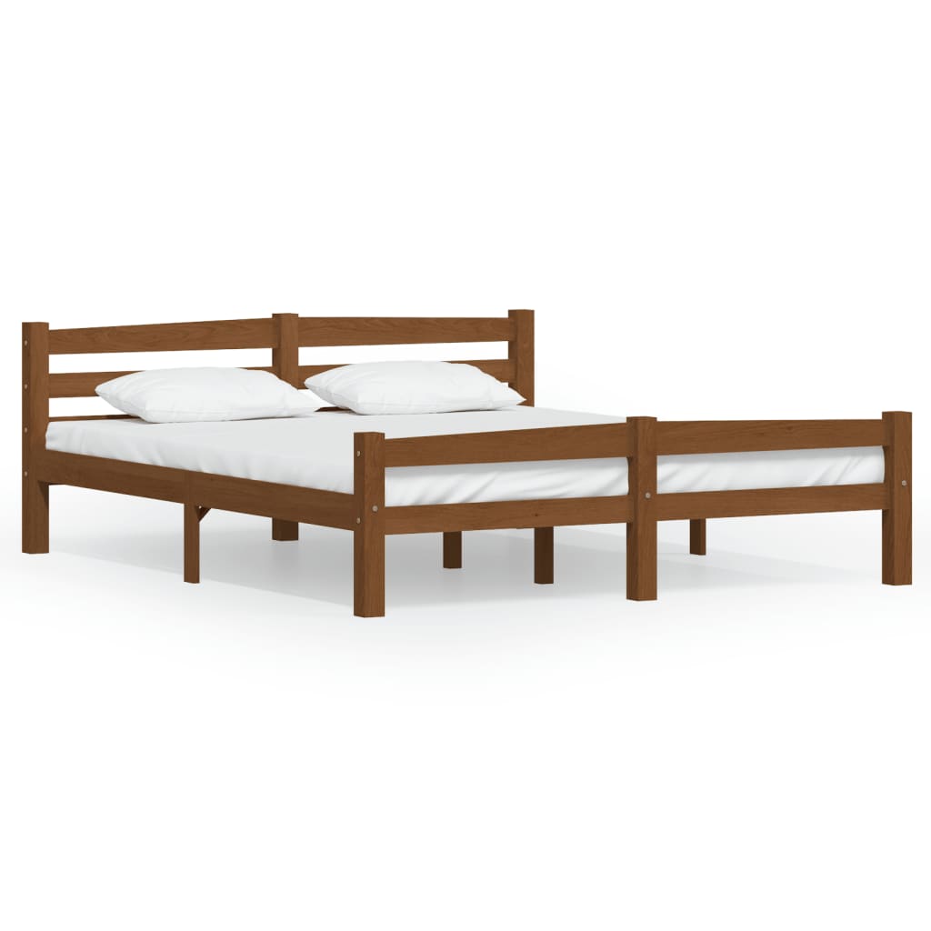 Bed Frame | Honey Brown | Solid Pine Wood, Plywood | Double Size
