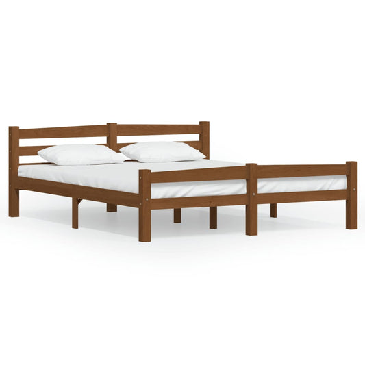 Bed Frame | Honey Brown | Solid Pine Wood, Plywood | Double Size
