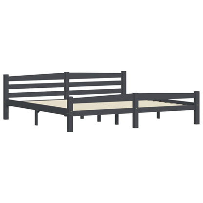 Bed Frame | Dark grey | Solid pinewood, plywood | Double | Durable