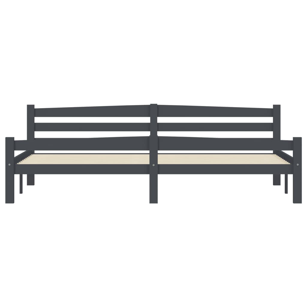 Bed Frame | Dark grey | Solid pinewood, plywood | Double | Durable