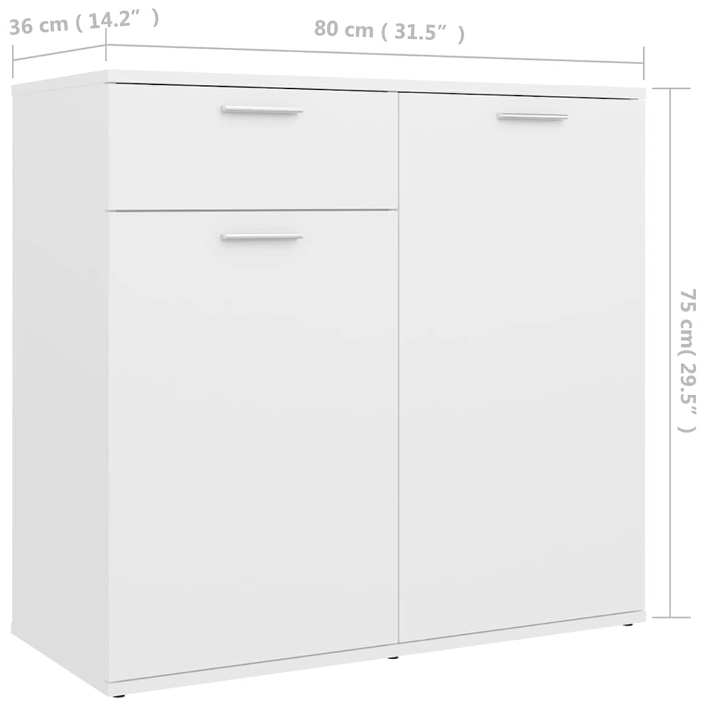 805770 vidaXL Sideboard White 80x36x75 cm Engineered Wood