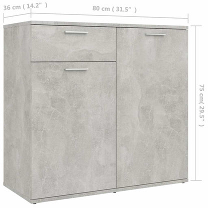 805774 vidaXL Sideboard Concrete Grey 80x36x75 cm Engineered Wood