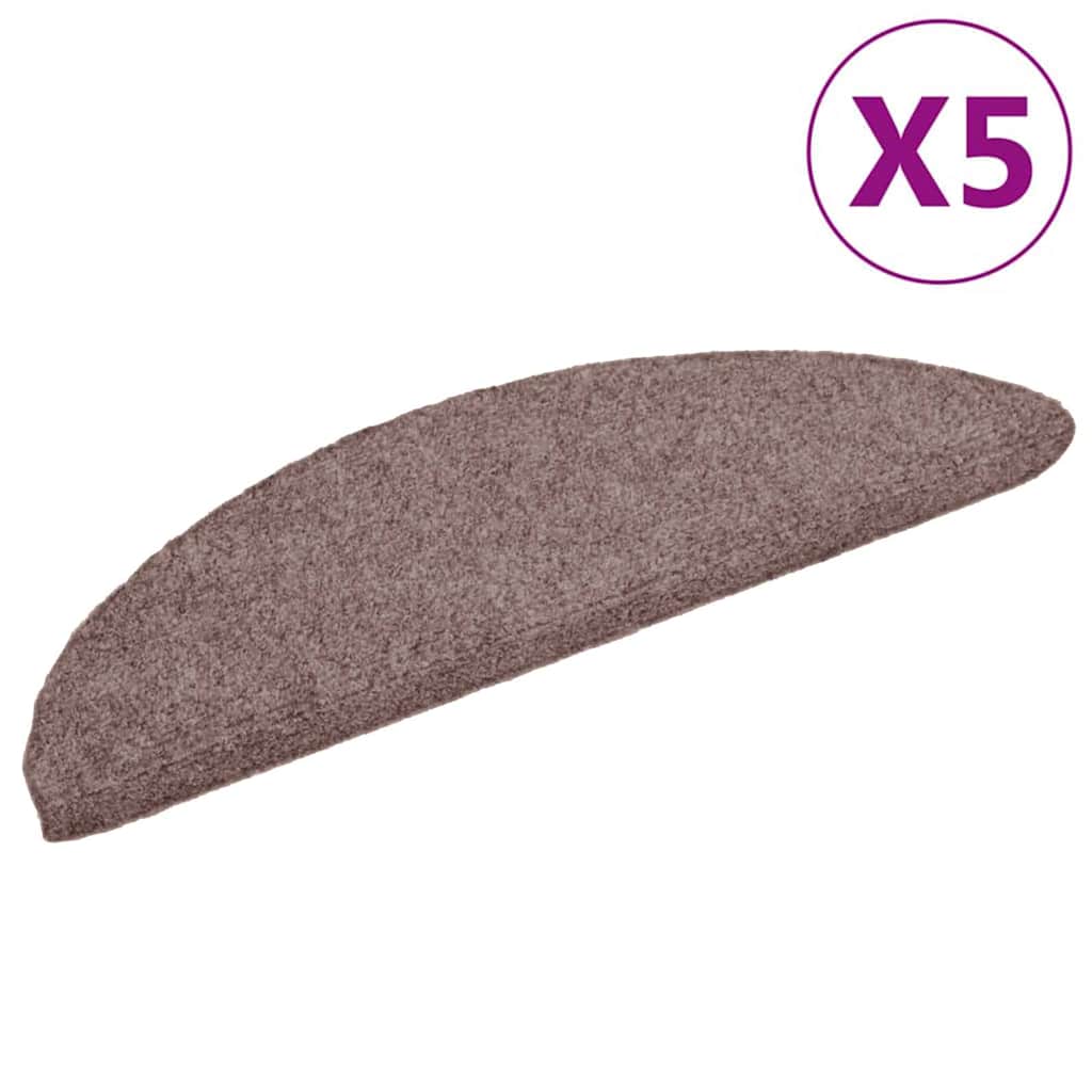 Stair Mats Self-adhesive 5 pcs 56x17x3 cm Light Brown Half Round