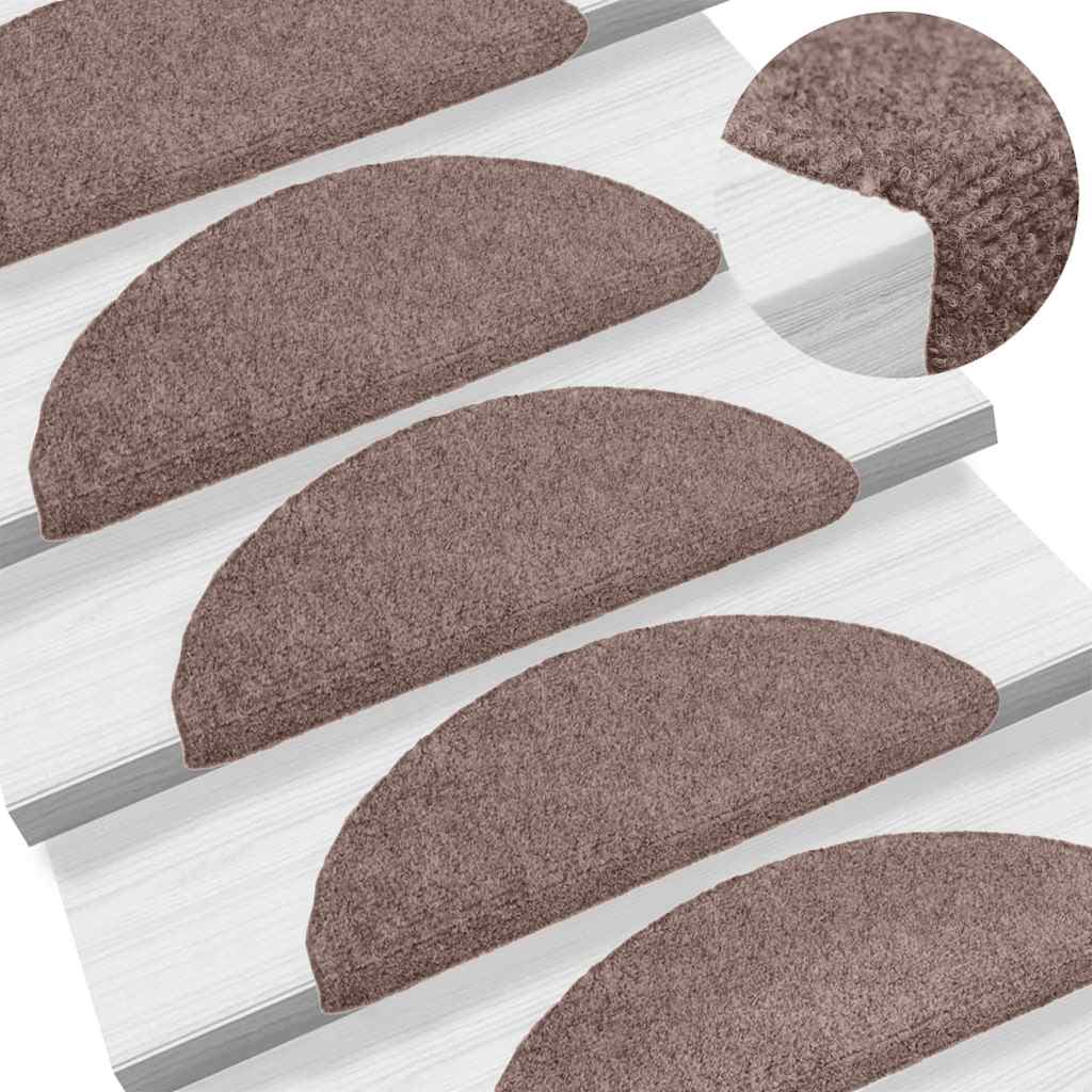 Stair Mats Self-adhesive 5 pcs 56x17x3 cm Light Brown Half Round