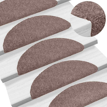 Stair Mats Self-adhesive 5 pcs 56x17x3 cm Light Brown Half Round
