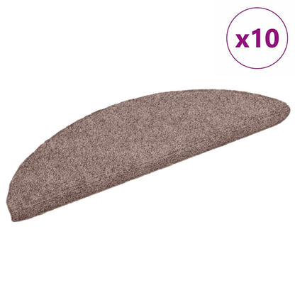 Stair Mats Self-adhesive 10 pcs 56x17x3 cm Light Brown Half Round