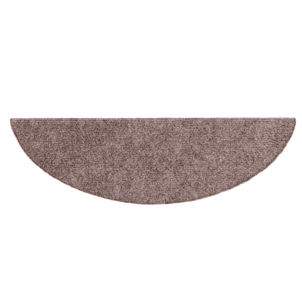Stair Mats Self-adhesive 10 pcs 56x17x3 cm Light Brown Half Round