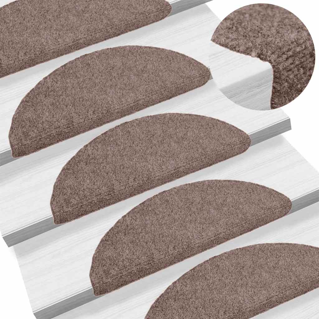 Stair Mats Self-adhesive 10 pcs 56x17x3 cm Light Brown Half Round
