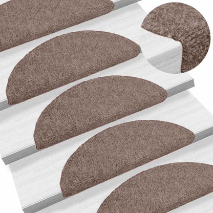 Stair Mats Self-adhesive 10 pcs 56x17x3 cm Light Brown Half Round