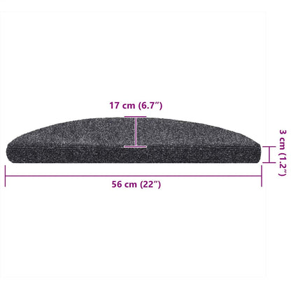 Stair Mats Self-adhesive 10 pcs 56x17x3 cm Dark Grey Half Round