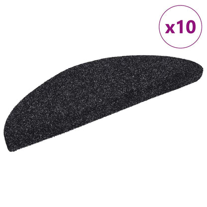 Stair Mats Self-adhesive 10 pcs 56x17x3 cm Black Half Round