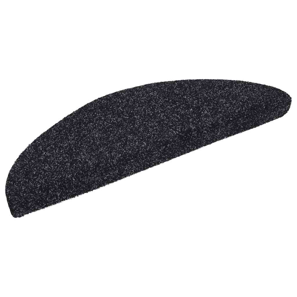 Stair Mats Self-adhesive 10 pcs 56x17x3 cm Black Half Round