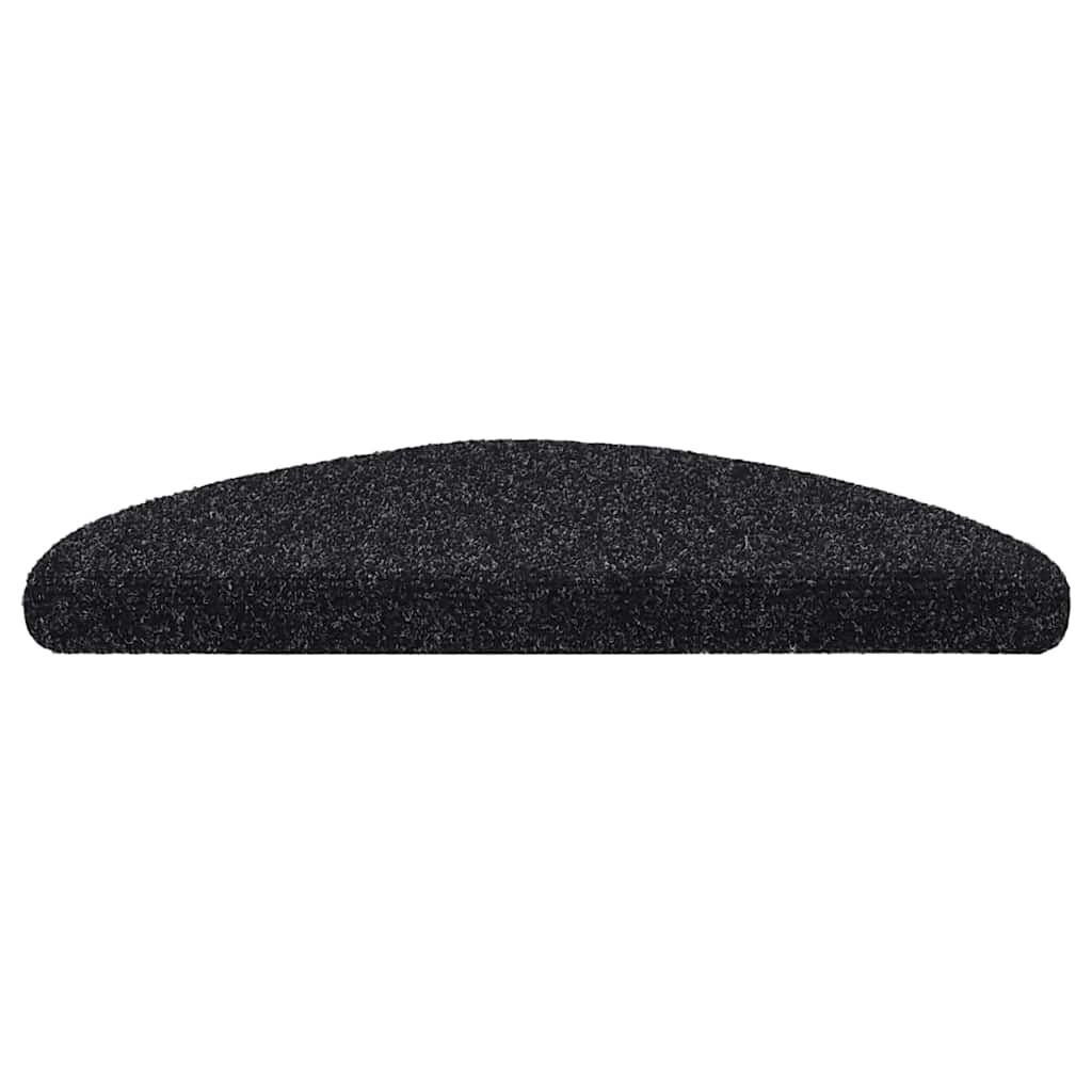Stair Mats Self-adhesive 10 pcs 56x17x3 cm Black Half Round