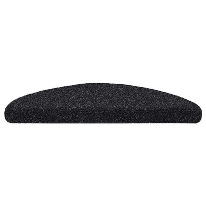 Stair Mats Self-adhesive 10 pcs 56x17x3 cm Black Half Round