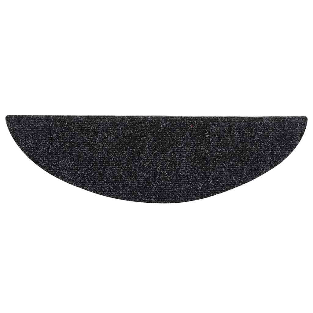 Stair Mats Self-adhesive 10 pcs 56x17x3 cm Black Half Round