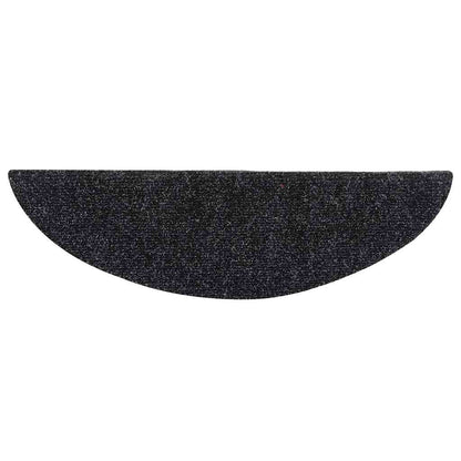 Stair Mats Self-adhesive 10 pcs 56x17x3 cm Black Half Round