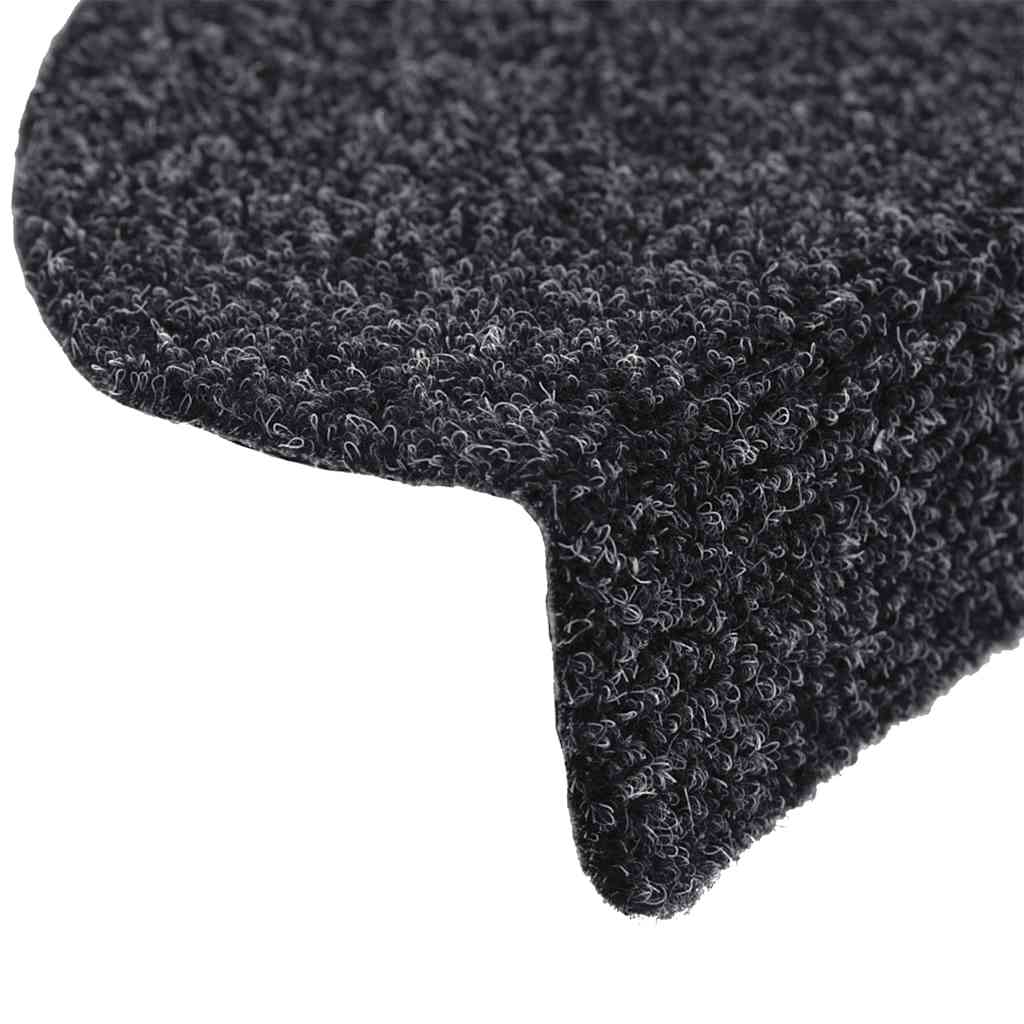 Stair Mats Self-adhesive 10 pcs 56x17x3 cm Black Half Round