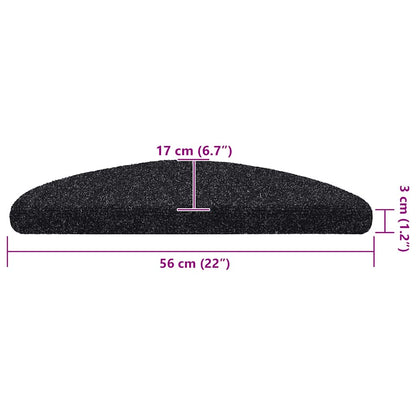 Stair Mats Self-adhesive 10 pcs 56x17x3 cm Black Half Round