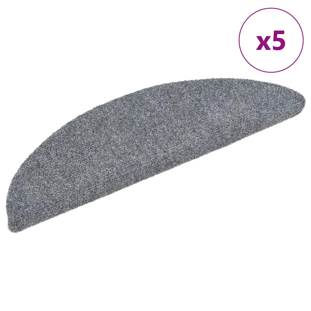Stair Mats Self-adhesive 5 pcs 56x17x3 cm Light Grey Half Round