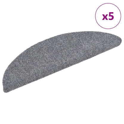 Stair Mats Self-adhesive 5 pcs 56x17x3 cm Light Grey Half Round