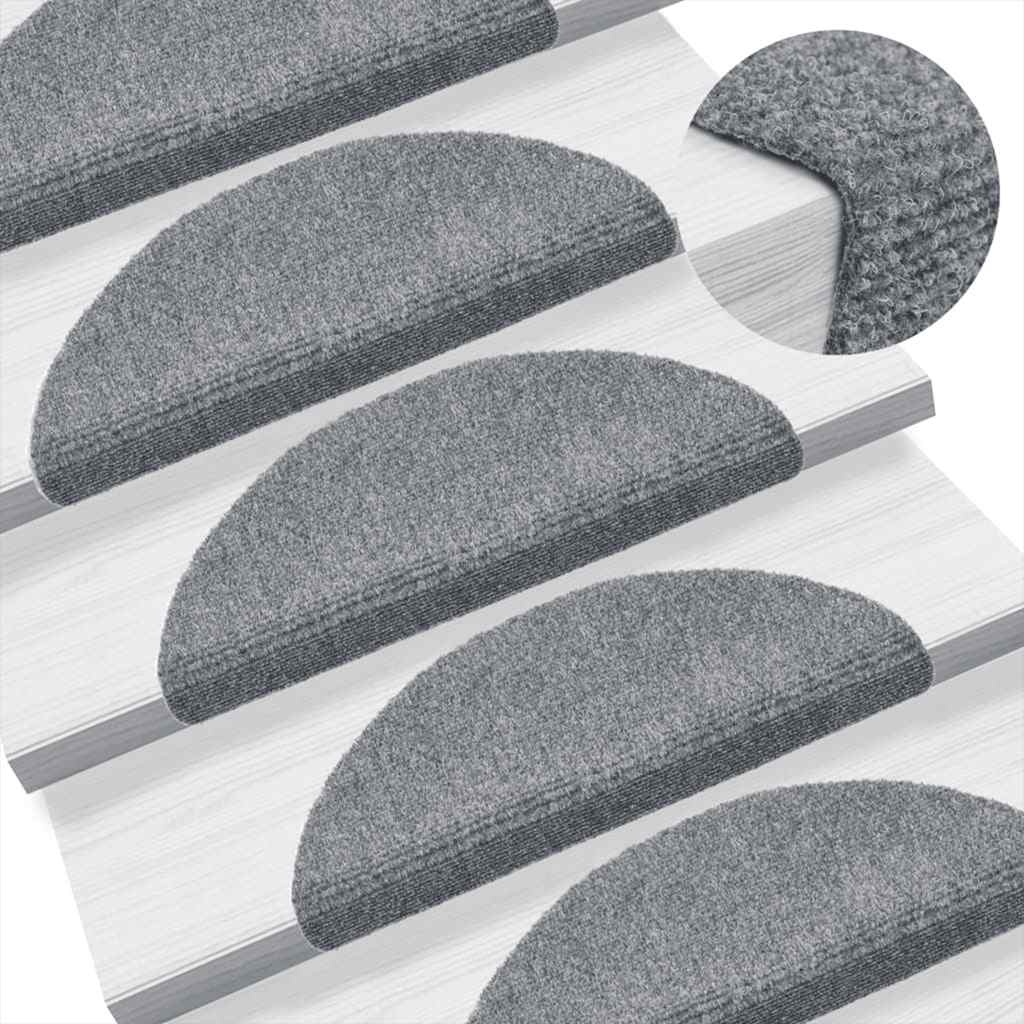 Stair Mats Self-adhesive 5 pcs 56x17x3 cm Light Grey Half Round