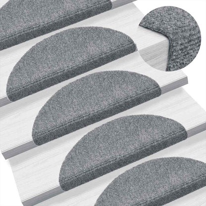 Stair Mats Self-adhesive 5 pcs 56x17x3 cm Light Grey Half Round